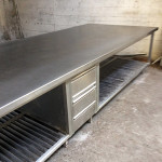 special stainless steel working table lenght 4000 mm x width 1500 mm complete of 3 drawers in left side and in right side.